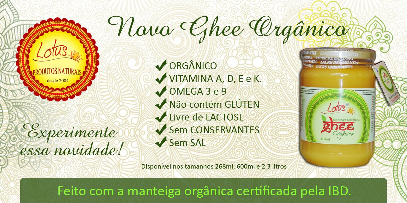 manteiga ghee orgânica (268ml) Lotus Nutrifit Brasil Loja de